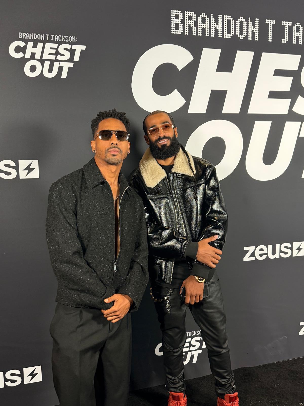 Pretty Brandao with Brandon T. Jackson at the Chest Out premiere