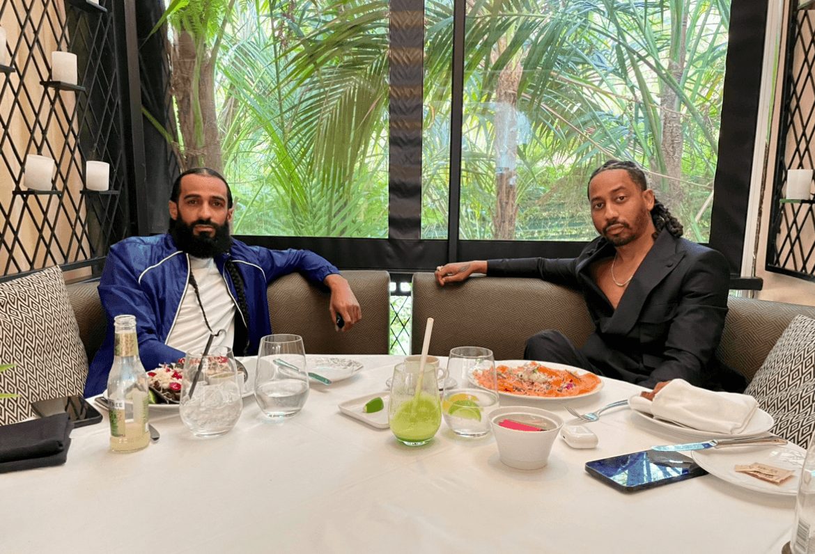 Pretty Brandao with Brandon T. Jackson at dinner