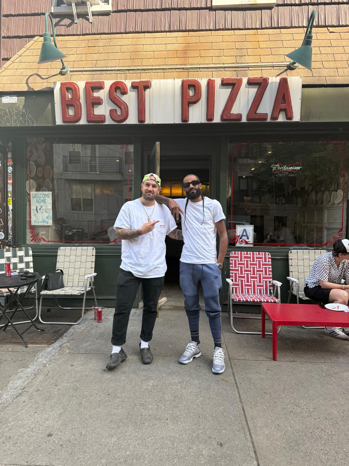 Pretty Brandao with Frank Pinello at Best Pizza in Brooklyn